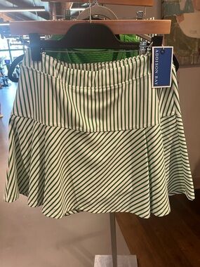 Addison Bay White and Green Striped Circle Skirt